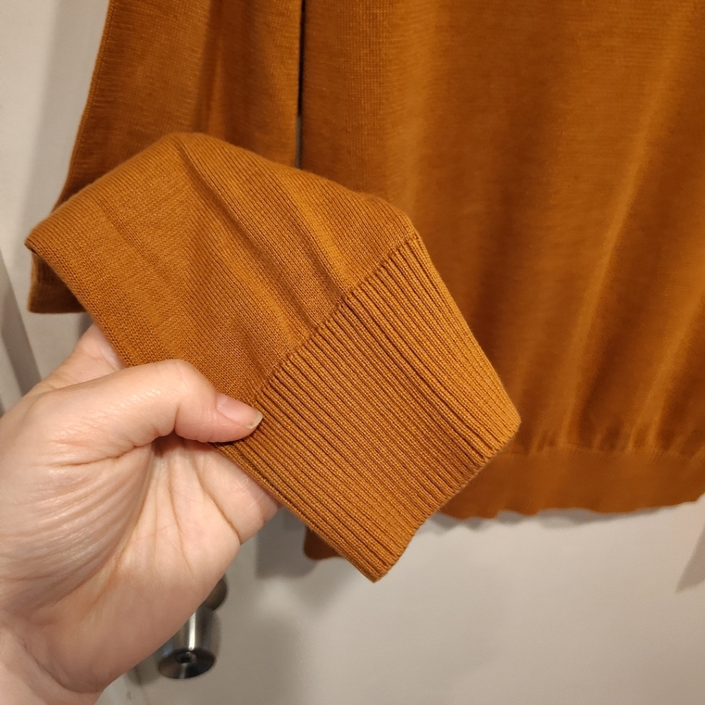Pact Classic Fine Knit Burnt Orange V-Neck Organic Cotton Sweater Sz XL Preppy - Picture 4 of 7